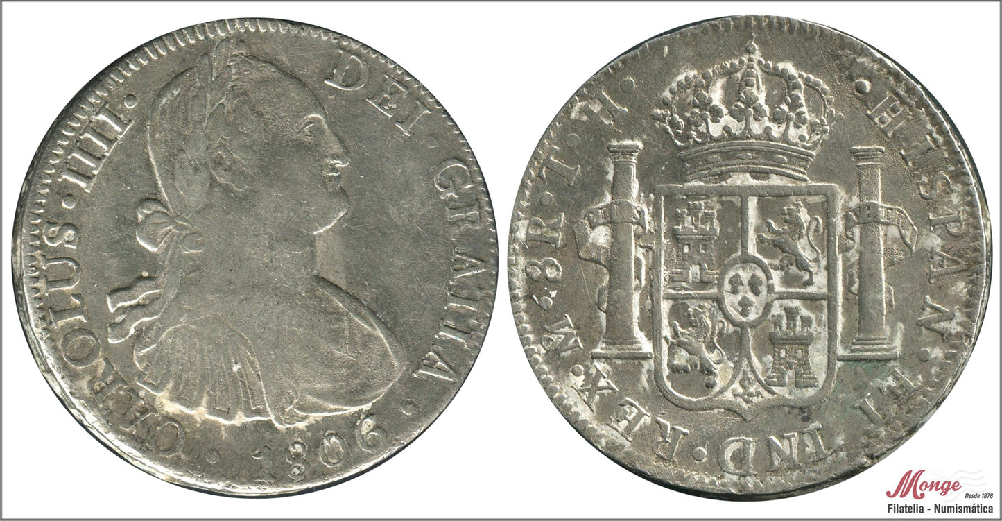 España - 1806 - Carlos IV - Nº 00705 - MBC / VF - 8 Reales 1806 Mejico TH / 26,95 gr. plata