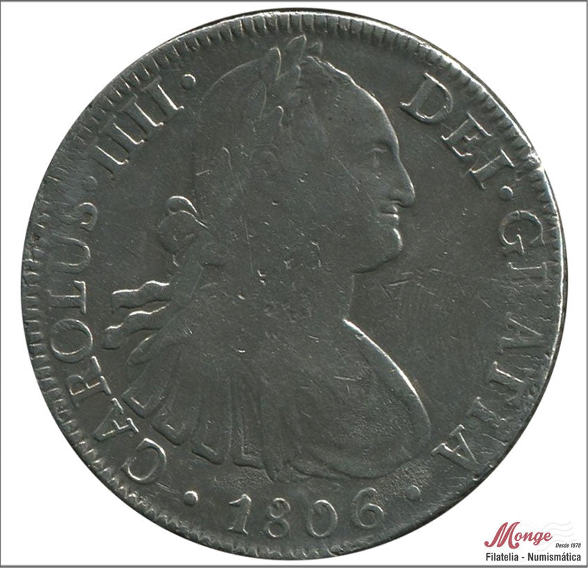 España - 1806 - Carlos IV - Nº 00705 - MBC - / VF- - 8 Reales 1806 TH Mejico - 26,85 gr. plata