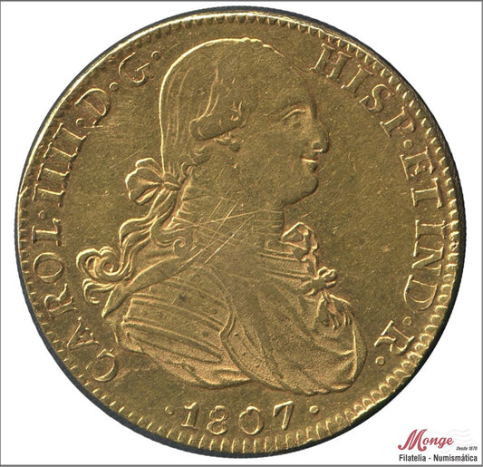 España - 1807 - Carlos IV - Nº 00063 - EBC- / XF- - 8 Escudos 1807 TH / Mejico / 27 gr. oro