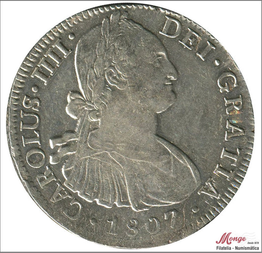 España - 1807 - Carlos IV - Nº 00707 - MBC+ / VF+ - 8 Reales 1807 Mejico TH / 26,90 gr. plata