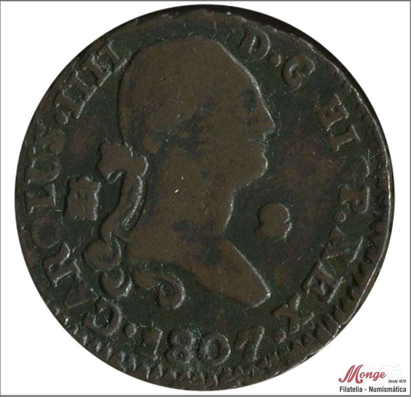 España - 1807 - Carlos IV - Nº 01535 - MBC - / VF- - 2 Maravedis 1807 Segovia Cu