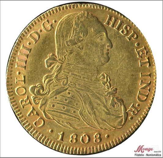 España - 1808 - Carlos IV - Nº 00091 - MBC+ / VF+ - 8 Escudos 1808 Popoyan JF / 27,10 gr. oro