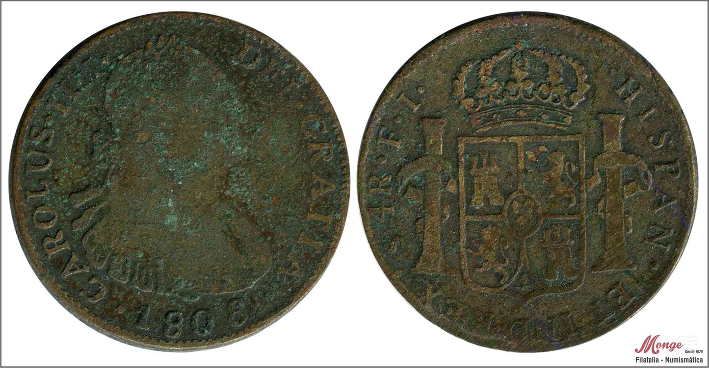 España - 1808 - Carlos IV - Nº 00907F - BC- / F- - 4 Reales 1808 FJ Santiago Laton-Oxidaciones / Interesante Falsa de Epoca