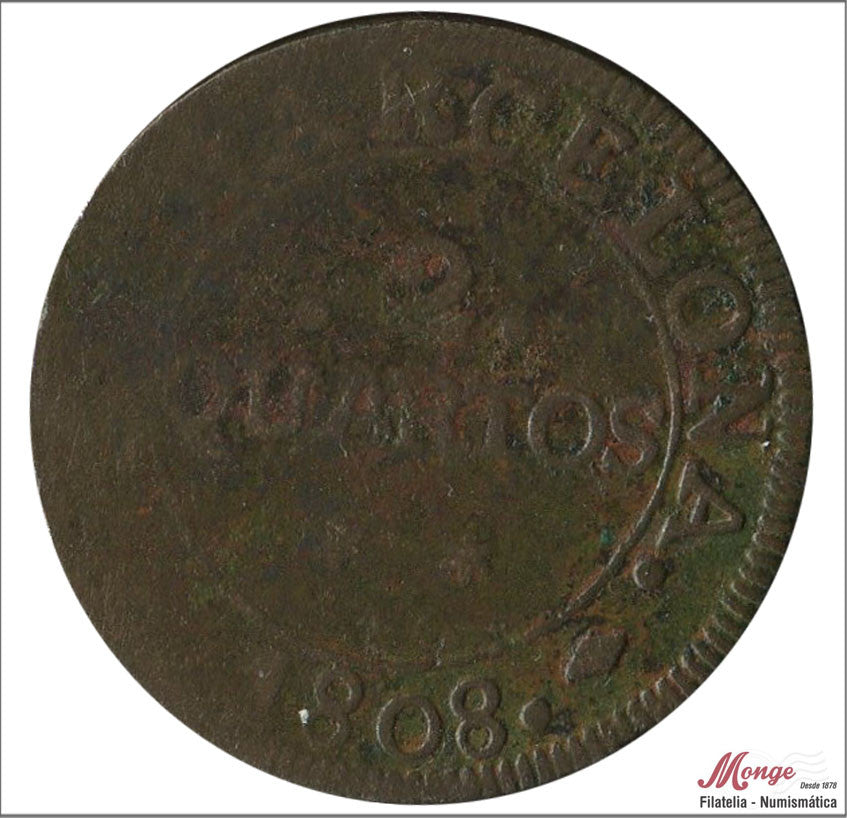 España - 1808 - José Napoleón - Nº 00087 - BC / F - 2 Quartos 1808 Barcelona Cu