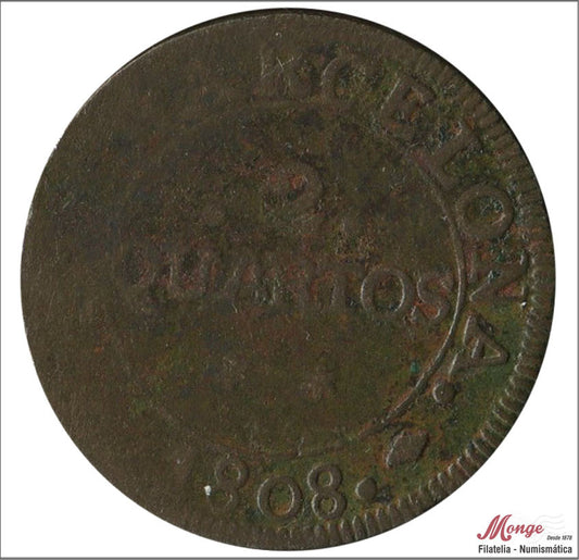 España - 1808 - José Napoleón - Nº 00087 - BC / F - 2 Quartos 1808 Barcelona Cu