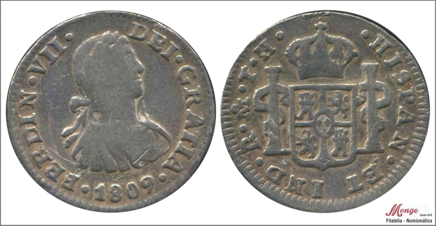 España - 1809 - Fernando VII - Nº 01336 - BC / F - 1/2 Real 1809 TH Mejico Ag