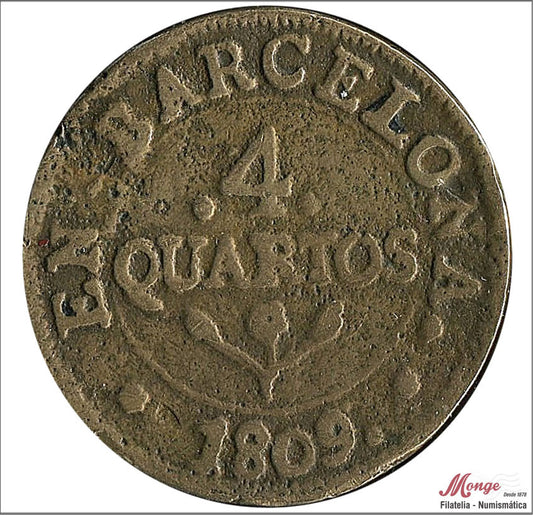 España - 1809 - José Napoleón - Nº 00068 - BC / F - 4 Quartos 1809 Barcelona Cu