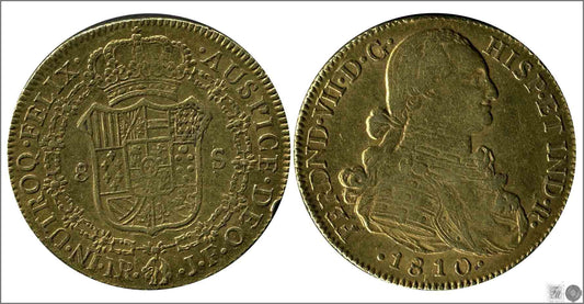 España - 1810 - Fernando VII - Nº 00068 - MBC / VF - 8 Escudos 1810 Santa Fe JF / 27,20 gr. oro