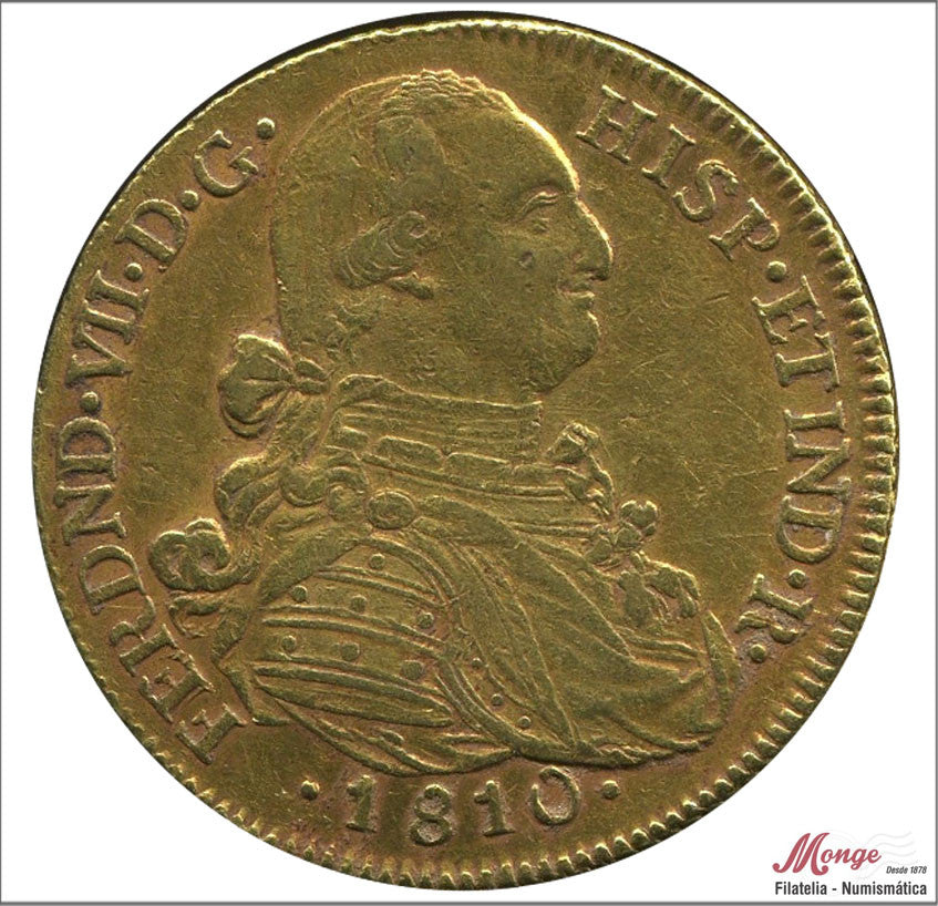 España - 1810 - Fernando VII - Nº 00095 - MBC / VF - 8 Escudos 1810 Nuevo Reino JF / 27 gramos oro