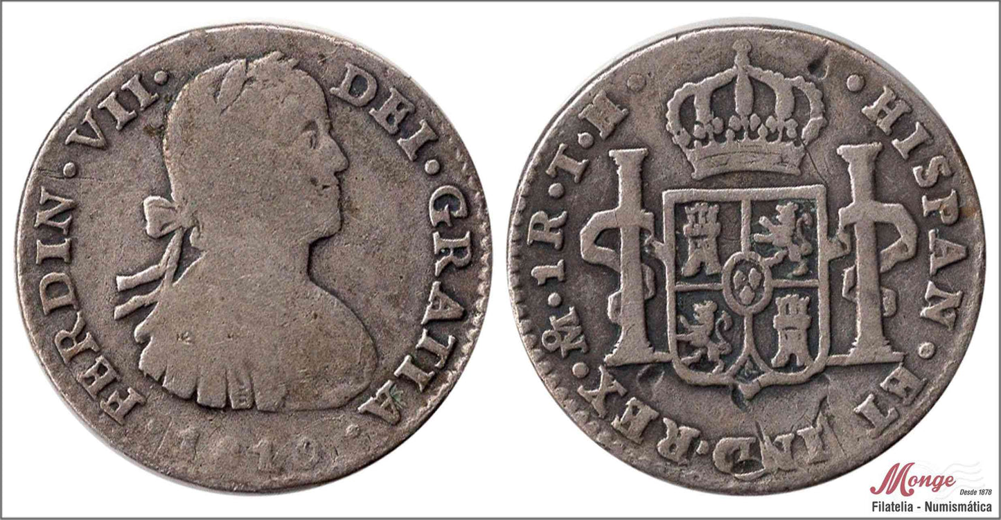 España - 1810 - Fernando VII - Nº 01162 - BC / MBC- - 1 Real 1810 Mejico TH Ag.