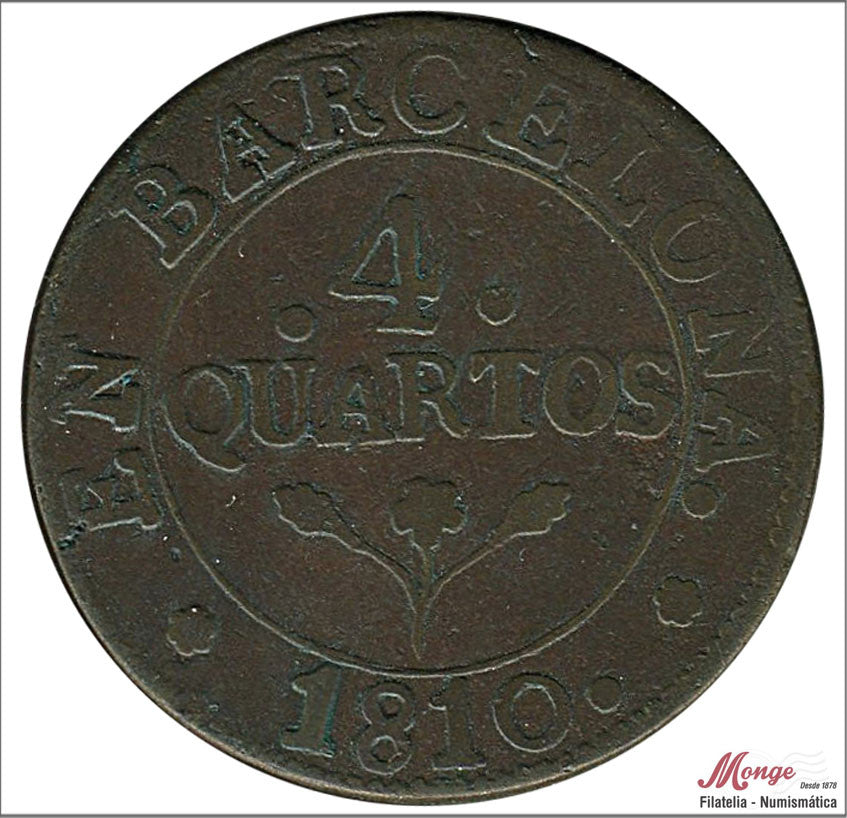 España - 1810 - José Napoleón - Nº 00070 - MBC / VF - 4 Quartos 1810 Barcelona Cu / Ocupacion Napoleonica