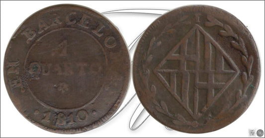 España - 1810 - José Napoleón - Nº 00094 - BC+ / F+ - 1 Quarto 1810 Barcelona Cu