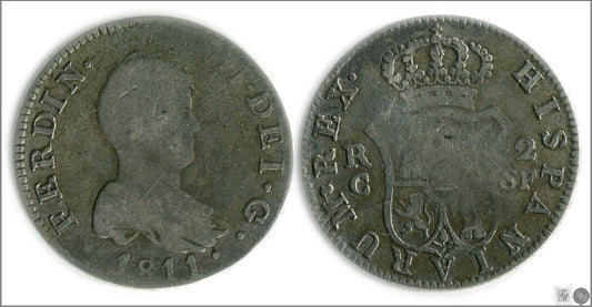 España - 1811 - Fernando VII - Nº 00856 - Regular conservación - RC / VG - 2 Reales 1811 SF Cataluña Ag