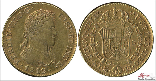 España - 1812 - Fernando VII - Nº 00204 - MBC+ / VF+ - 2 Escudos 1812 JJ Madrid / 6,75 gr. oro