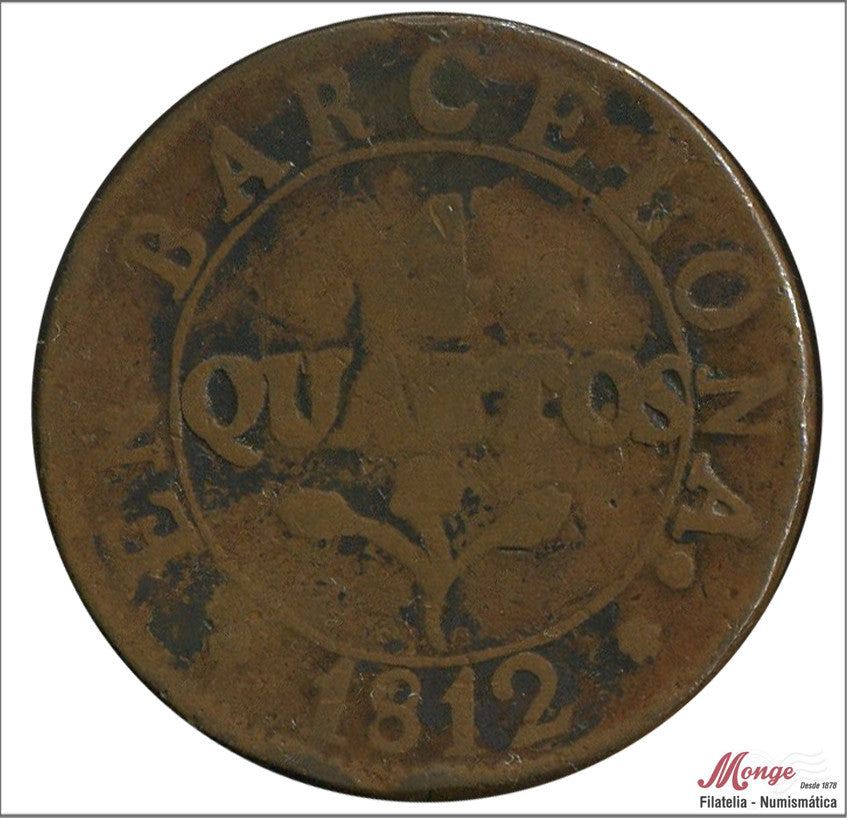 España - 1812 - José Napoleón - Nº 00074 - BC- / F- - 4 Quartos 1812 Barcelona Cu