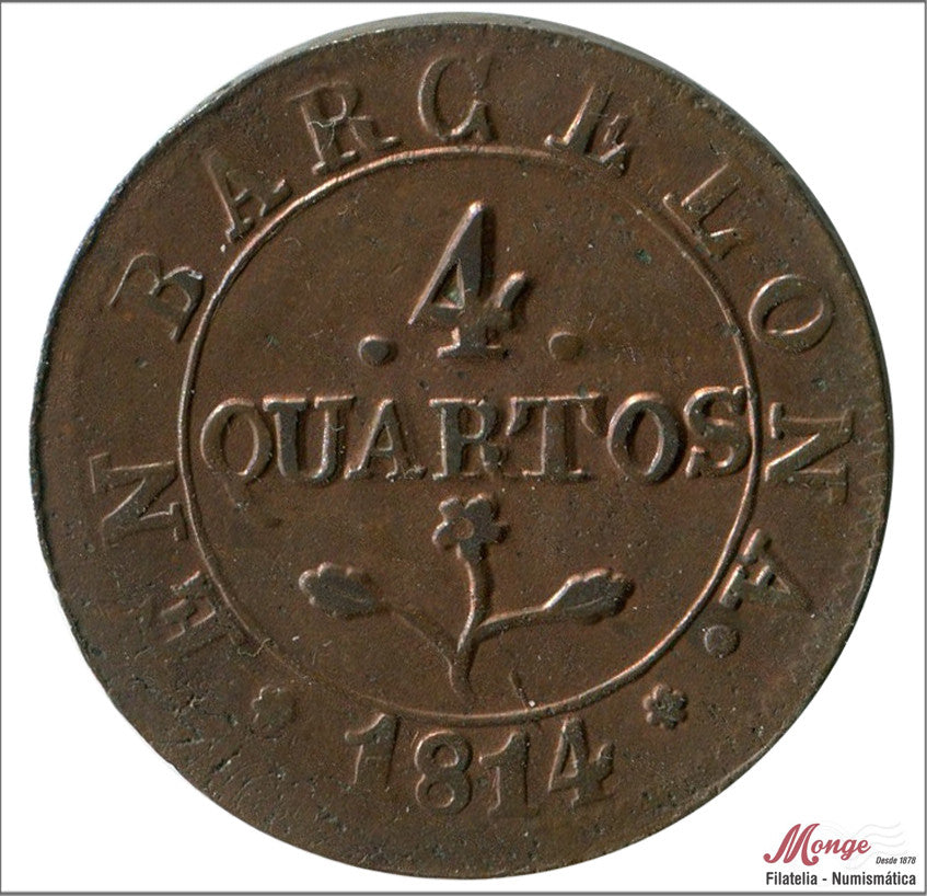 España - 1813 - José Napoleón - Nº 00076 - EBC / XF - 4 Quartos 1813 Barcelona Cu / Ocupacion Napoleonica