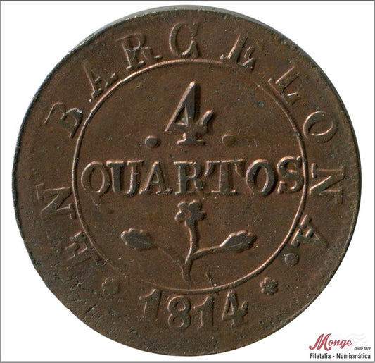 España - 1813 - José Napoleón - Nº 00076 - EBC / XF - 4 Quartos 1813 Barcelona Cu / Ocupacion Napoleonica