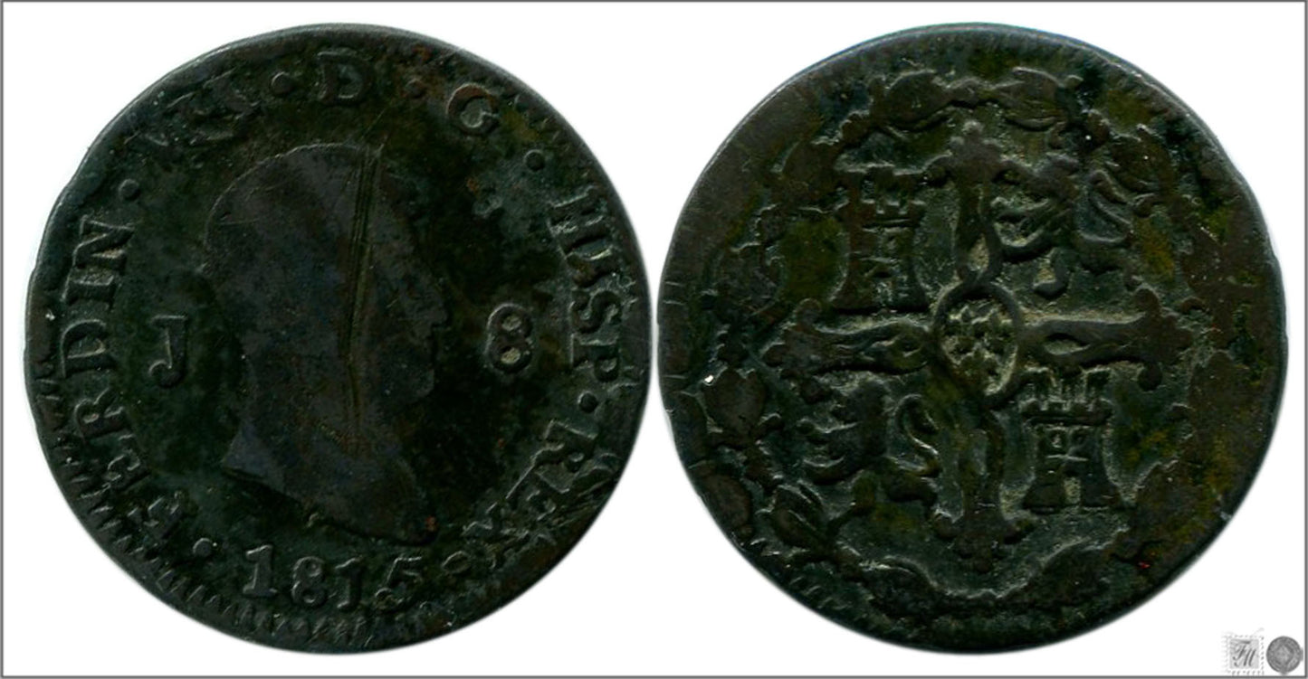 España - 1815 - Fernando VII - Nº 01547 - RC / VG - 8 Maravedis 1815 Jubia Cu