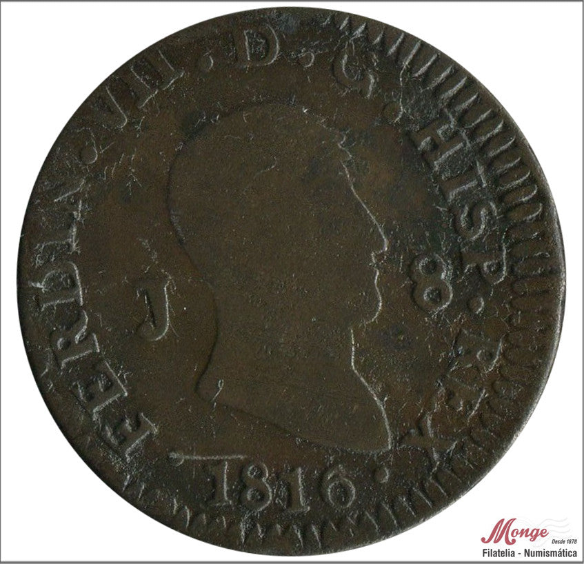 España - 1816 - Fernando VII - Nº 01549 - BC / F - 8 Maravedis 1816 Jubia Cu