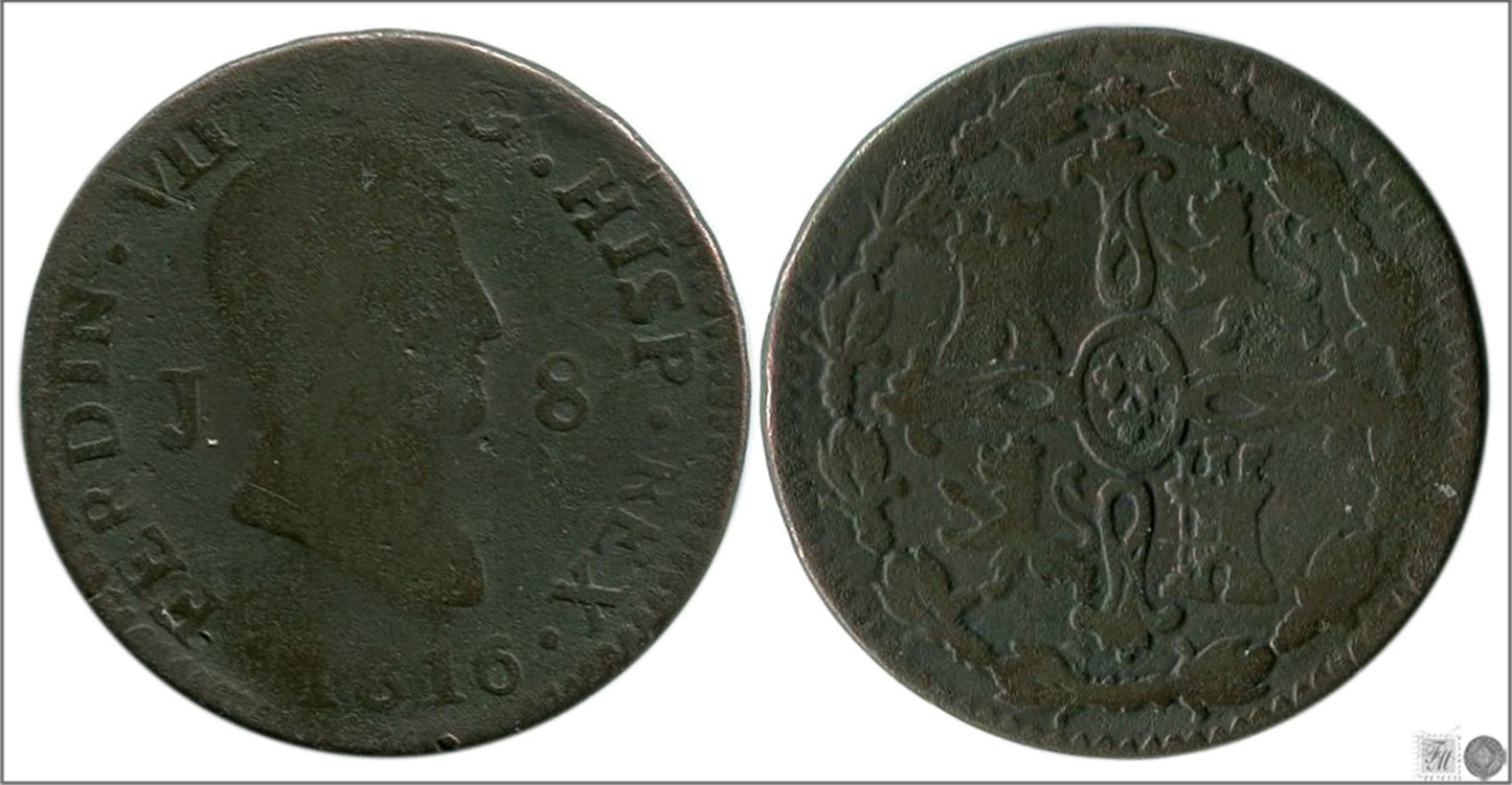 España - 1816 - Fernando VII - Nº 01549 - RC / VG - 8 Maravedis 1816 Jubia Cu