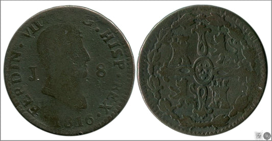 España - 1816 - Fernando VII - Nº 01549 - RC / VG - 8 Maravedis 1816 Jubia Cu