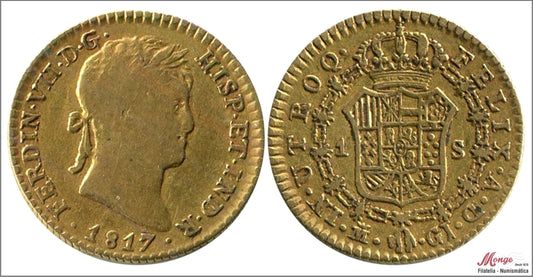 España - 1817 - Fernando VII - Nº 00292 - MBC / VF - 1 Escudo 1817 GJ Madrid 3,40 gr. oro