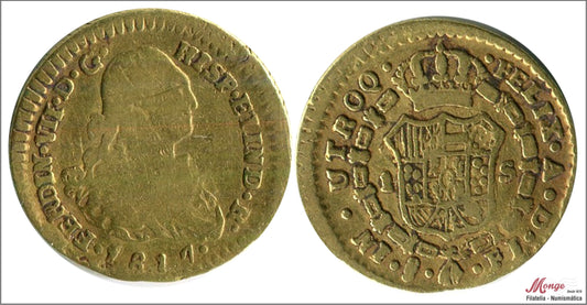 España - 1817 - Fernando VII - Nº 00349 - BC / BC+ - 1 Escudo 1817 FJ Santiago 3,30 gr. oro