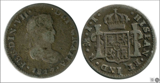 España - 1817 - Fernando VII - Nº 01349 - Buena conservación - BC / F - 1/2 Real 1817 JJ Mejico Ag