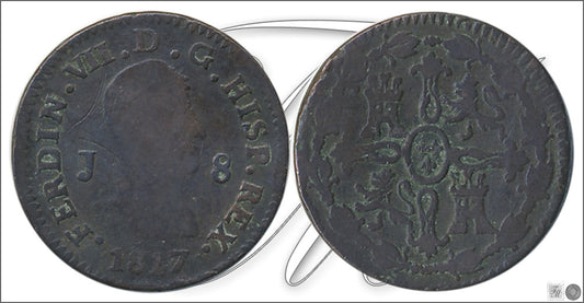 España - 1817 - Fernando VII - Nº 01550 - RC/ BC - 8 Maravedis 1817 Jubia Cu