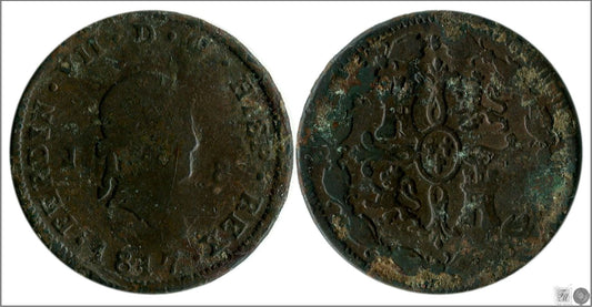 España - 1817 - Fernando VII - Nº 01551 - Regular conservación - RC / VG - 8 Maravedis 1817 Jubia Cu