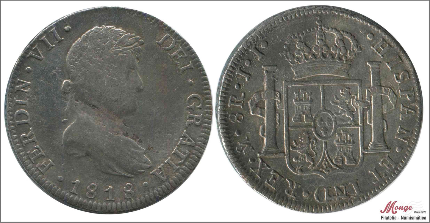 España - 1818 - Fernando VII - Nº 00561 - MBC - / VF- - 8 Reales 1818 JJ Mejico / 26,65 gr. plata