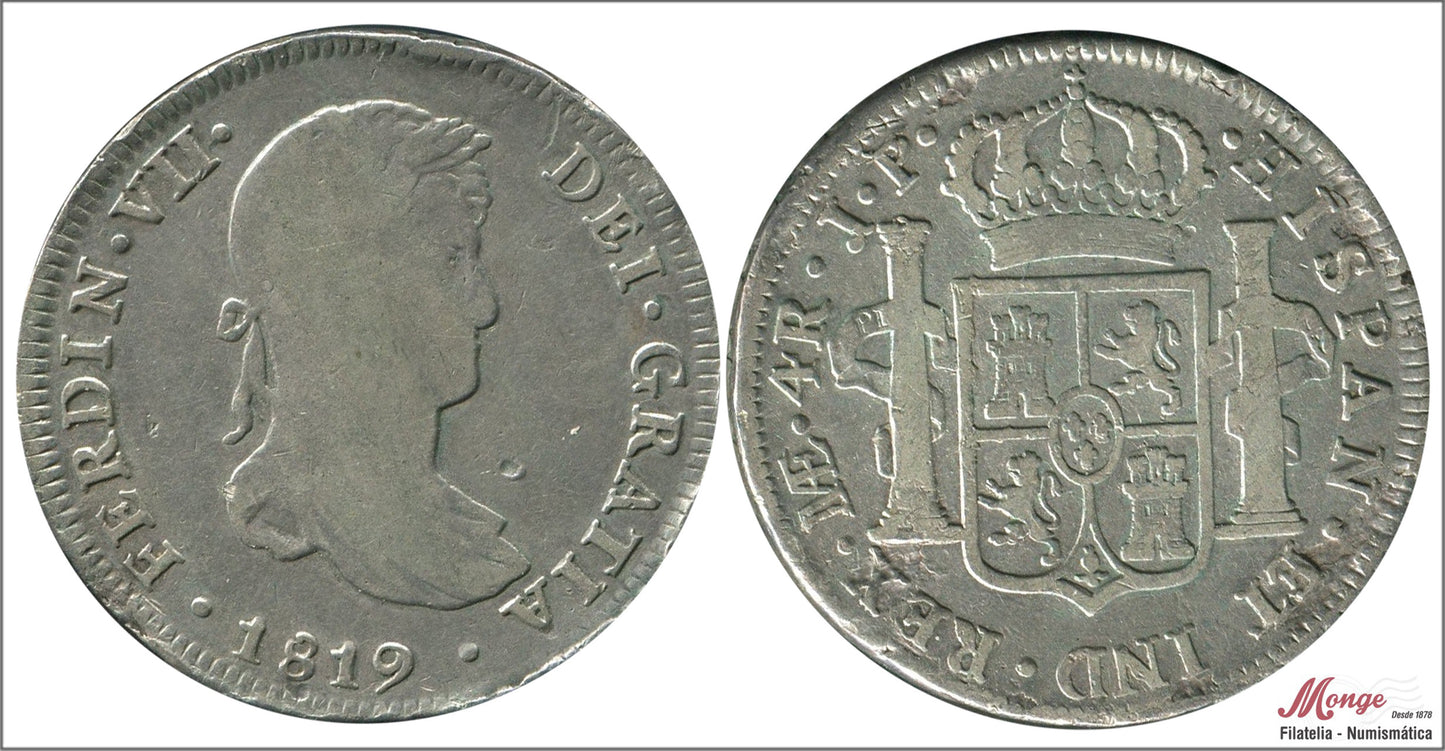 España - 1819 - Fernando VII - Nº 00748 - BC / MBC- - 4 Reales Lima 1819 JP / 13 gr. plata