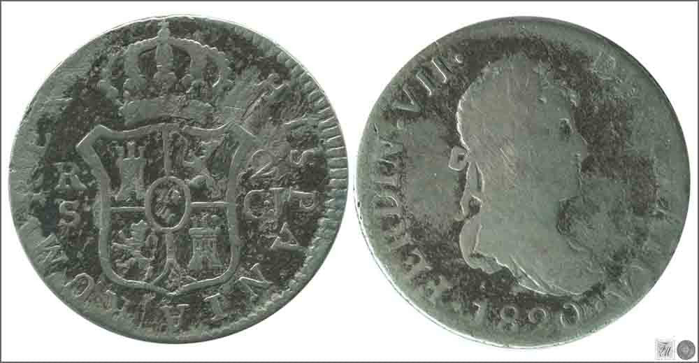 España - 1820 - Fernando VII - Nº 01026 - Cara y Cruz - RC/ BC - 2 Reales 1820 GJ Sevilla Ag