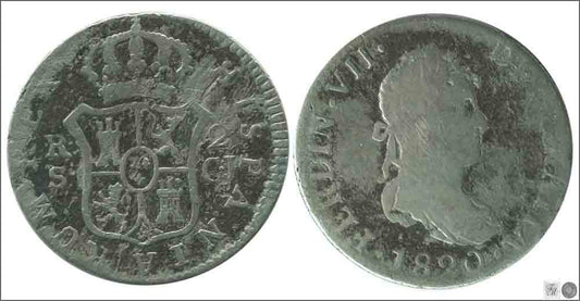 España - 1820 - Fernando VII - Nº 01026 - Cara y Cruz - RC/ BC - 2 Reales 1820 GJ Sevilla Ag