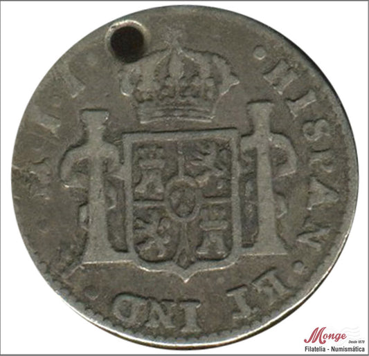 España - 1820 - Fernando VII - Nº 01352 - BC / F - 1/2 Real 1820 JJ Mexico - plata - perforada