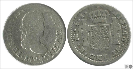 España - 1820 - Fernando VII - Nº 01352 - Cara y Cruz - RC/ BC- - 1/2 Real 1820 JJ Mejico Ag