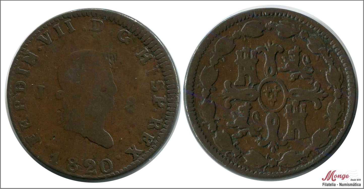 España - 1820 - Fernando VII - Nº 01554 - BC / F - 8 Maravedis 1820 Jubia Cu