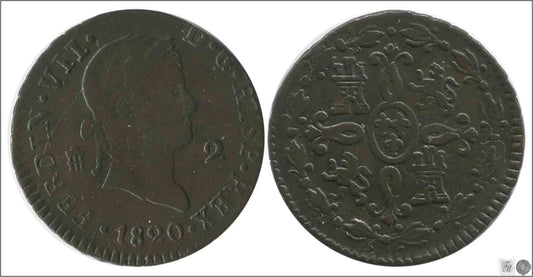 España - 1820 - Fernando VII - Nº 01722 - MBC - / VF- - 2 Maravedis 1820 Segovia Cu