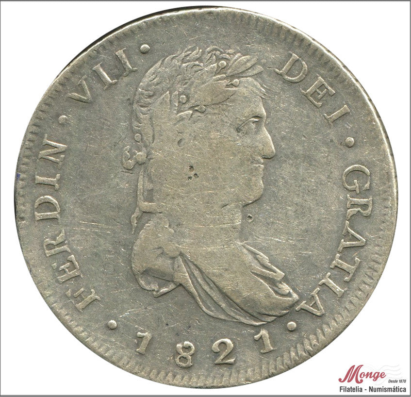 España - 1821 - Fernando VII - Nº 00697 - BC / MBC- - 8 Reales 1821 RG Zacatecas Ag