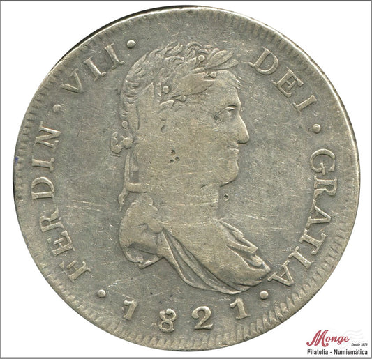 España - 1821 - Fernando VII - Nº 00697 - BC / MBC- - 8 Reales 1821 RG Zacatecas Ag