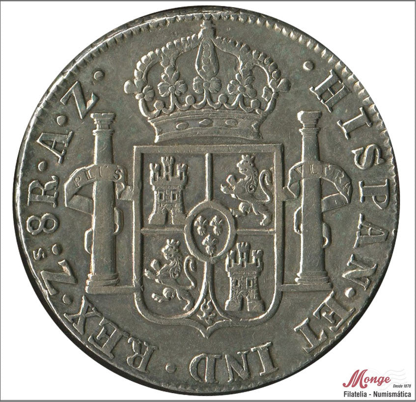 España - 1821 - Fernando VII - Nº 00699 - EBC / XF - 8 Reales 1821 AZ Zacatecas - 26,90 gr. plata