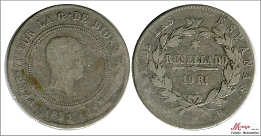 España - 1821 - Fernando VII - Nº 00762 - BC- / BC+ - 4 Reales (10 reales) 1821 SR Madrid / 12,65 gr. plata