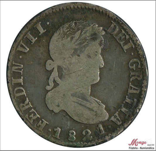 España - 1821 - Fernando VII - Nº 01081 - BC / F - 2 Reales 1821 Zacatecas AZ Ag.