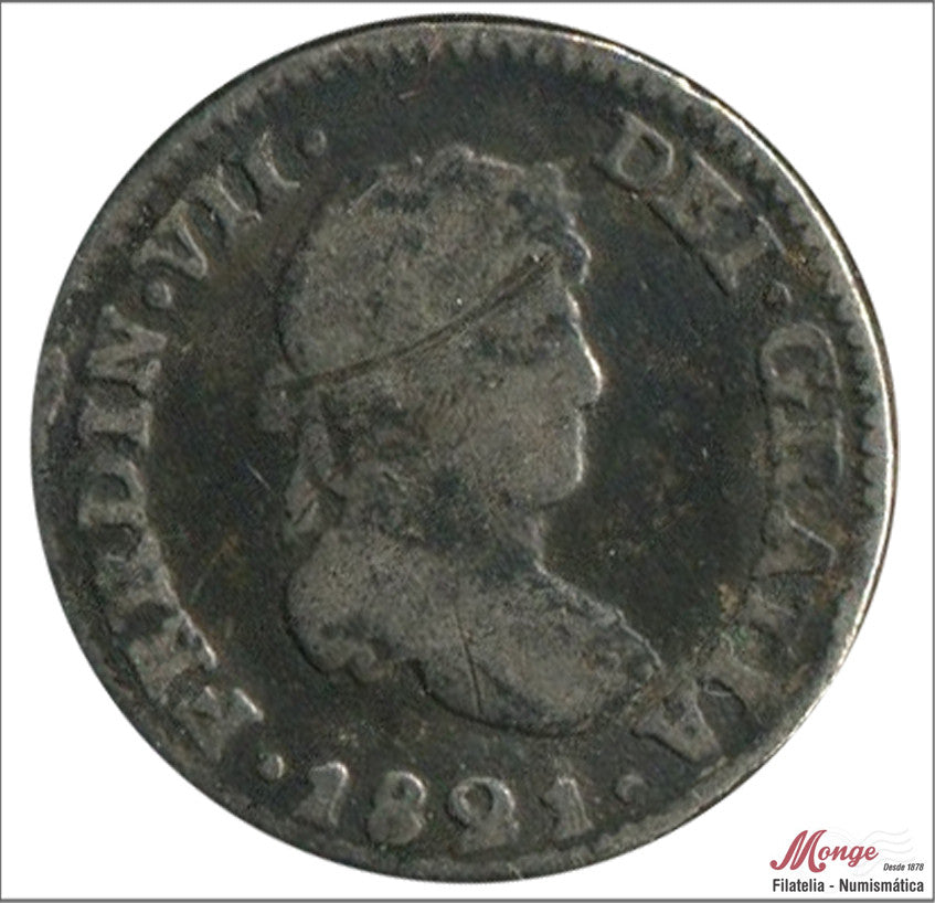 España - 1821 - Fernando VII - Nº 01353 - BC / F - 1/2 Real 1821 JJ Mejico Ag