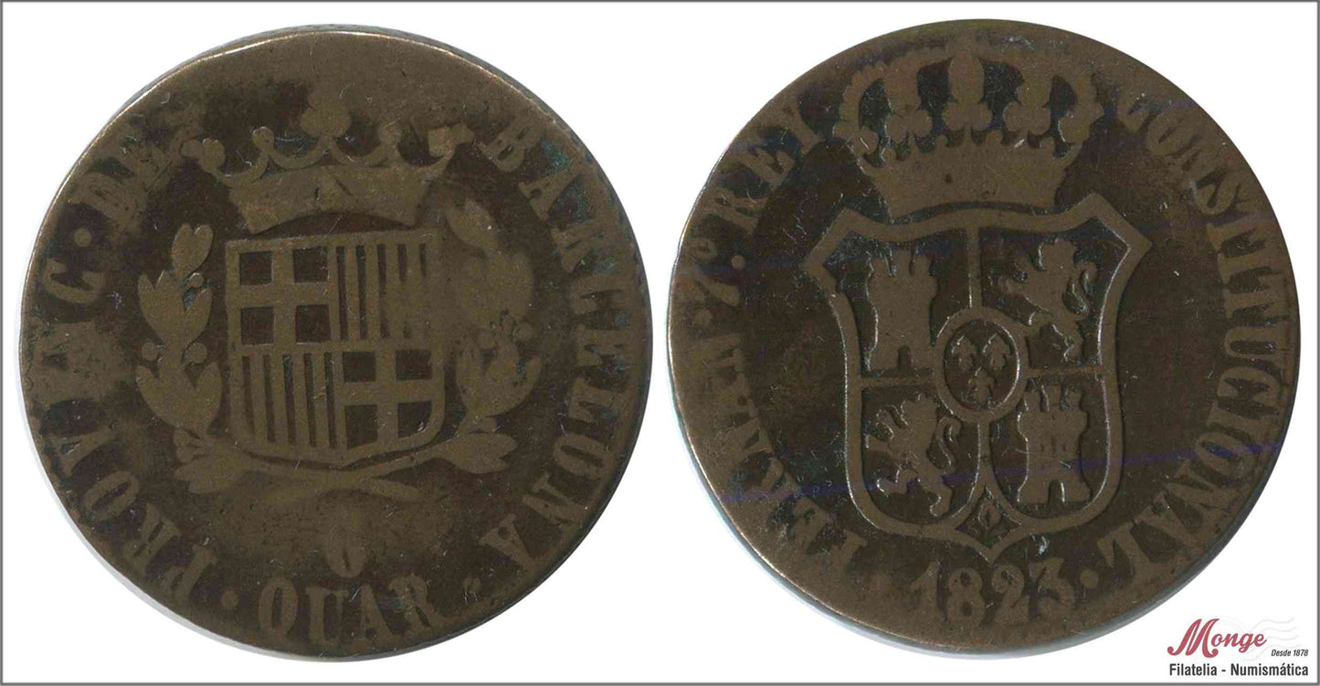 España - 1823 - Fernando VII - Nº 01519 - MBC - / VF- - 6 Quartos 1823 Cataluña Cu