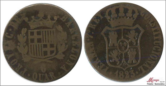 España - 1823 - Fernando VII - Nº 01519 - MBC - / VF- - 6 Quartos 1823 Cataluña Cu