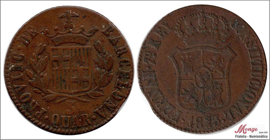 España - 1823 - Fernando VII - Nº 01526 - MBC / VF - 3 Quartos 1823 Barcelona Cu