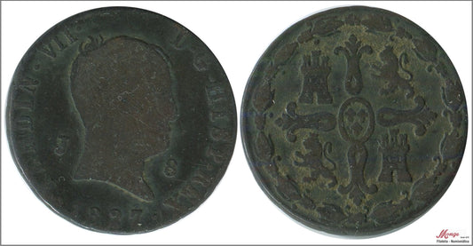 España - 1827 - Fernando VII - Nº 01563 - RC/ BC - 8 Maravedis 1827 Jubia Cu