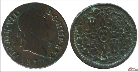 España - 1827 - Fernando VII - Nº 01727 - BC / F - 2 Maravedis 1827 Segovia Cu