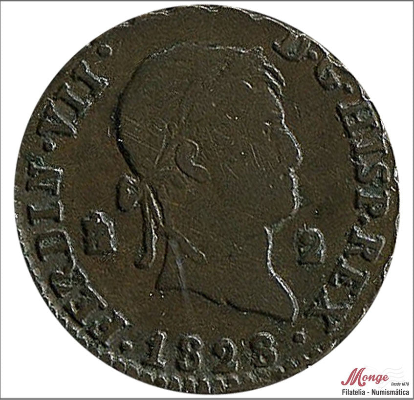 España - 1828 - Fernando VII - Nº 01728 - EBC- / XF- - 2 Maravedis 1828 Segovia Cu